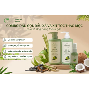 Combo Dưỡng Tóc Toàn Diện Mộc Dưỡng Nhiên - Gội Bưởi Bồ Kết, Xả Dừa & Xịt Mọc Tóc - Giúp Tóc Suôn Mượt, Dày Khỏe