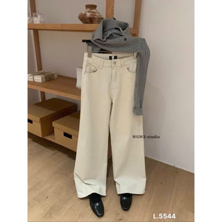 Quần jeans xuông be