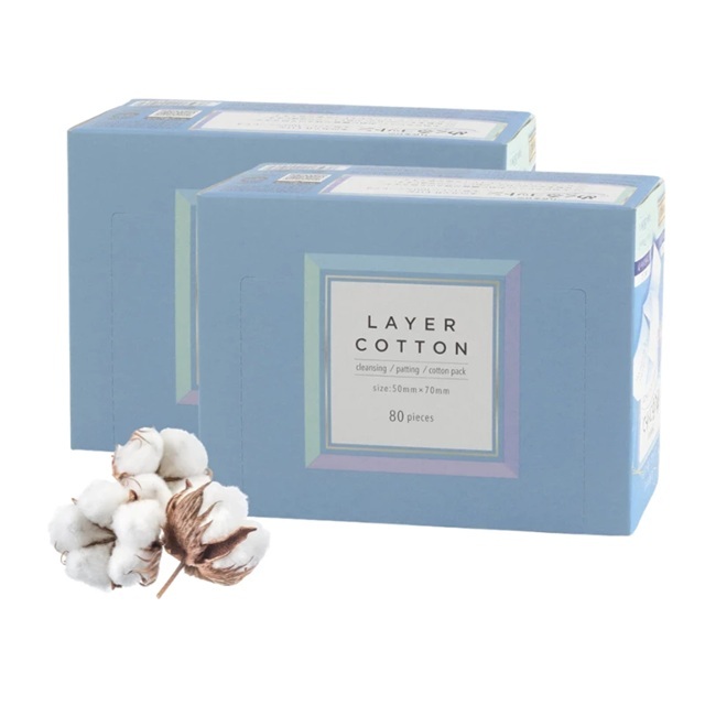 Bông Tẩy Trang Cotton 5 Lớp Nhật Bản 70 Miếng Lớn 80 Miếng Nhỏ Mềm Mịn Không Xơ Bông