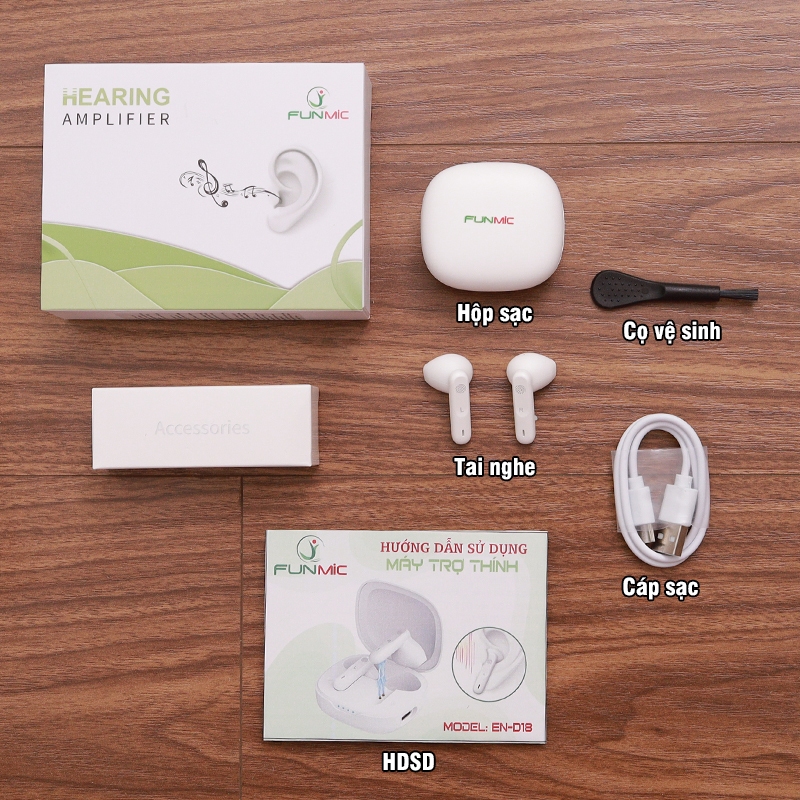 Máy trợ thính không dây Funmic EN-D18 - Âm thanh to rõ sắc nét, hạn chế tạp âm tiếng ồn hiệu quả