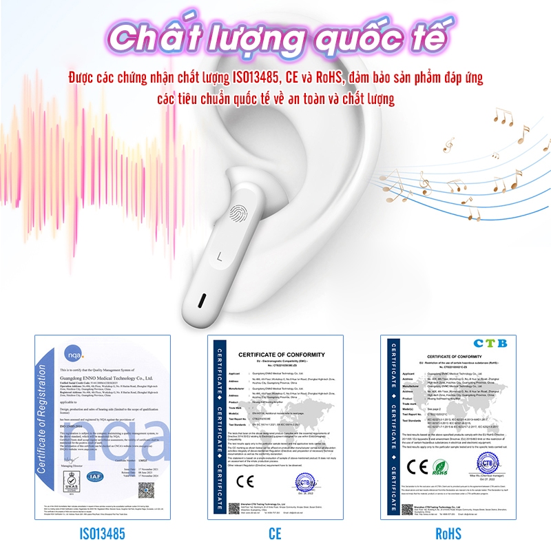Máy trợ thính không dây Funmic EN-D18 - Âm thanh to rõ sắc nét, hạn chế tạp âm tiếng ồn hiệu quả