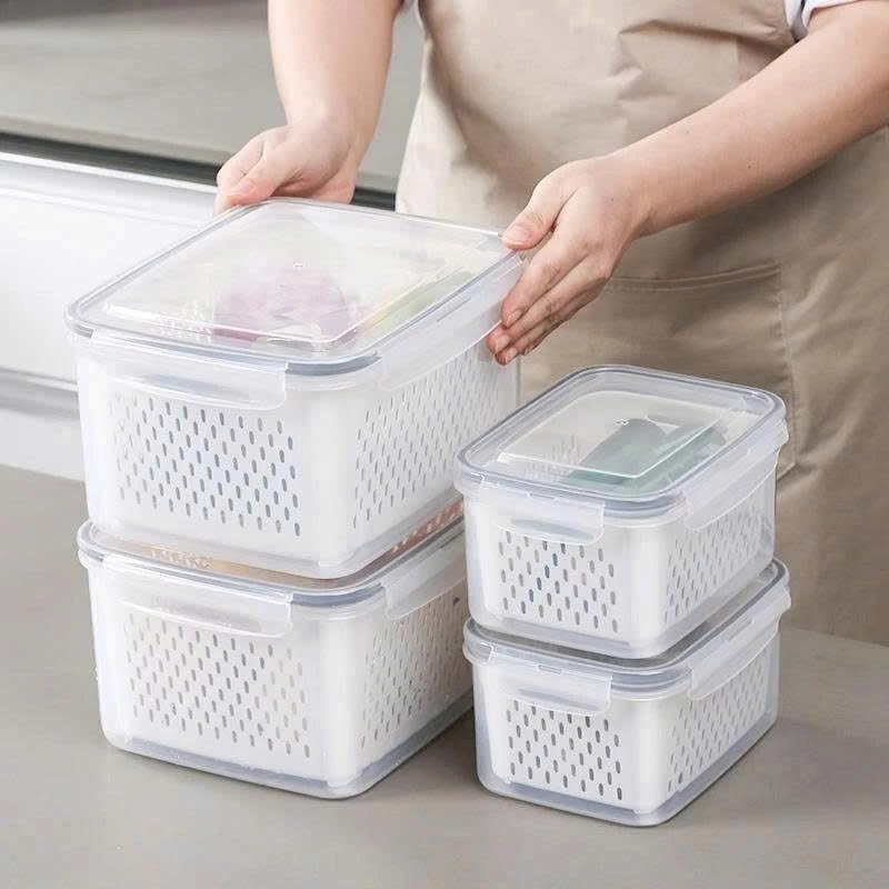 Bộ Hộp Nhựa Đựng Thực Phẩm Có Nắp Khóa Kín – Bảo Quản Rau Củ, Trái Cây, Đồ Ăn