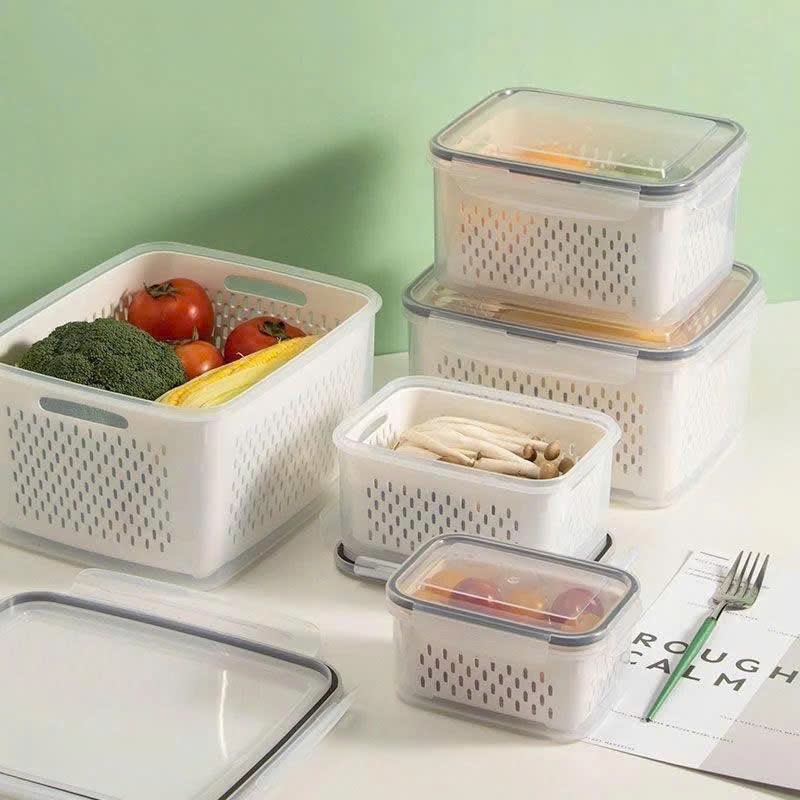 Bộ Hộp Nhựa Đựng Thực Phẩm Có Nắp Khóa Kín – Bảo Quản Rau Củ, Trái Cây, Đồ Ăn