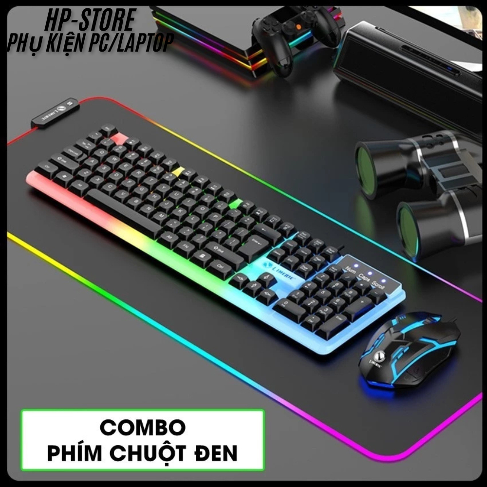 Bàn Phím Giả Cơ Kèm Chuột Máy Tính Có Dây Combo GTX350 Fullsize 104 Phím Có Đèn Led Bật Tắt, Bh 12T