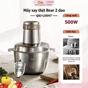 Máy xay thịt Bear QSJ-L05H7 inox công suất 500W vượt trội, cối xay INOX 2.6L dày dặn, Máy Xay Thịt, Cá
