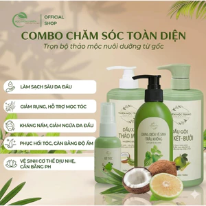 Combo Toàn Diện Mộc Dưỡng Nhiên: Bộ Gội Xả Xịt Tóc Bưởi Dừa & Dung Dịch Vệ Sinh Trầu Không Thảo Mộc Tự Nhiên