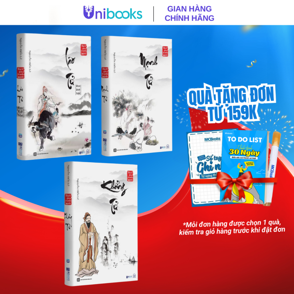 Bìa sách Combo Bách Gia Tranh Minh Khổng Tử Lão Tử Đạo Đức Kinh Mạnh Tử Nguyễn Hiến Lê