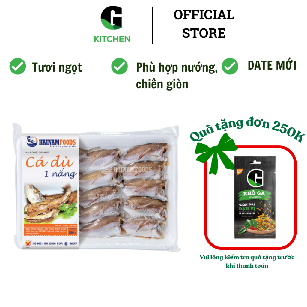 Cá đù một nắng bỏ đầu 300g Hải Nam G Kitchen [Giao nội thành HCM]