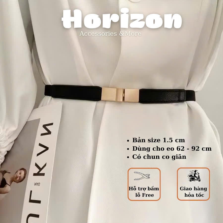 Đai váy chun co giãn dây thắt lưng thun mặt bạc gài DV17 HORIZON dây nịt blazer áo sơ mi váy  Đai thắt váy bản nhỏ 1.5cm