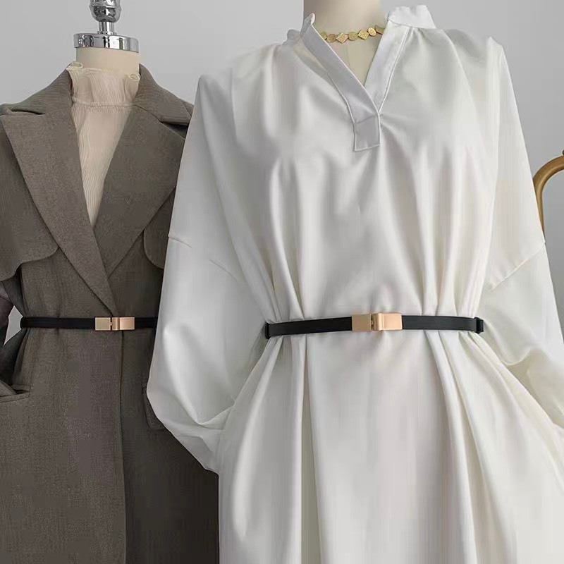 Đai váy chun co giãn dây thắt lưng thun mặt bạc gài DV17 HORIZON dây nịt blazer áo sơ mi váy  Đai thắt váy bản nhỏ 1.5cm