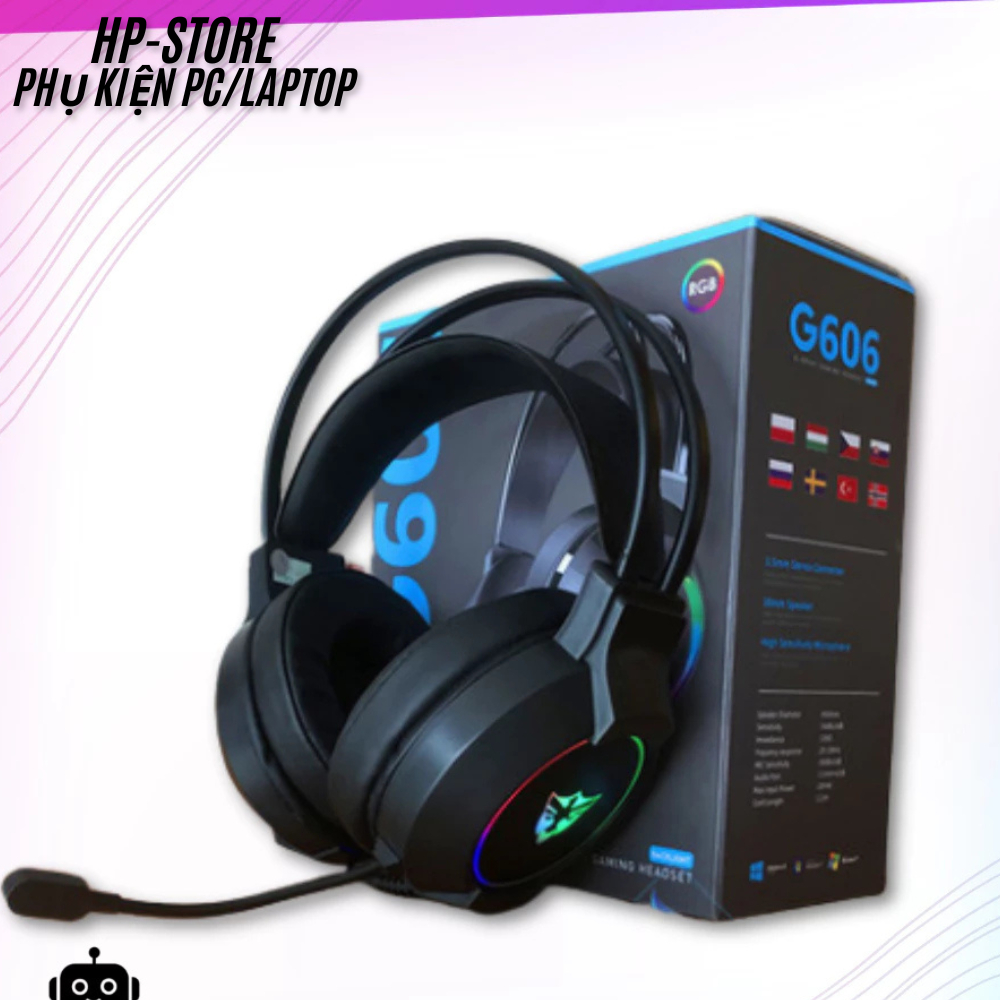 Tai Nghe Gaming Có Dây G606 - Âm Thanh Vòm Surround - Đèn LED RGB - Mic Đàm Thoại Chống Ồn, Bh 12T