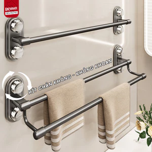 Giá Treo Khăn Gắn Tường Hút Chân Không Cao Cấp, Thanh Treo Không Khoan Tường 70cm 1 Tầng 2 Tầng