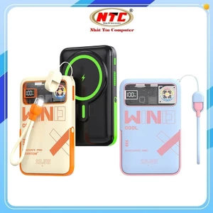 Pin Dự Phòng không dây PHANTOM P50 10000mAh cáp TypeC to LN dảo chiều PD 20W - Có quạt gió