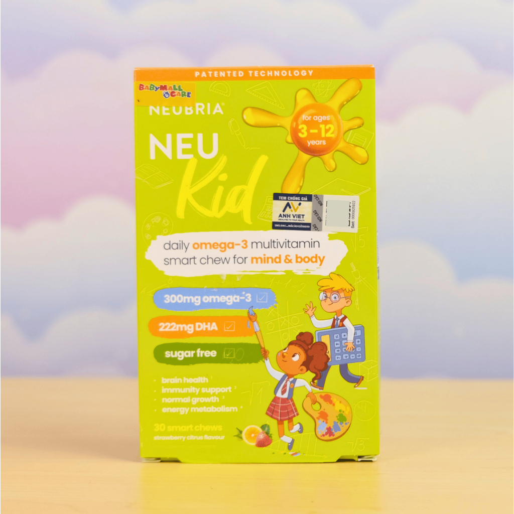 Kẹo Dẻo Neubria Neu Kid Omega 3 Multivitamin 30 Viên Hỗ Trợ Bổ Sung DHA Cho Bé 3-12T Babymall & Care