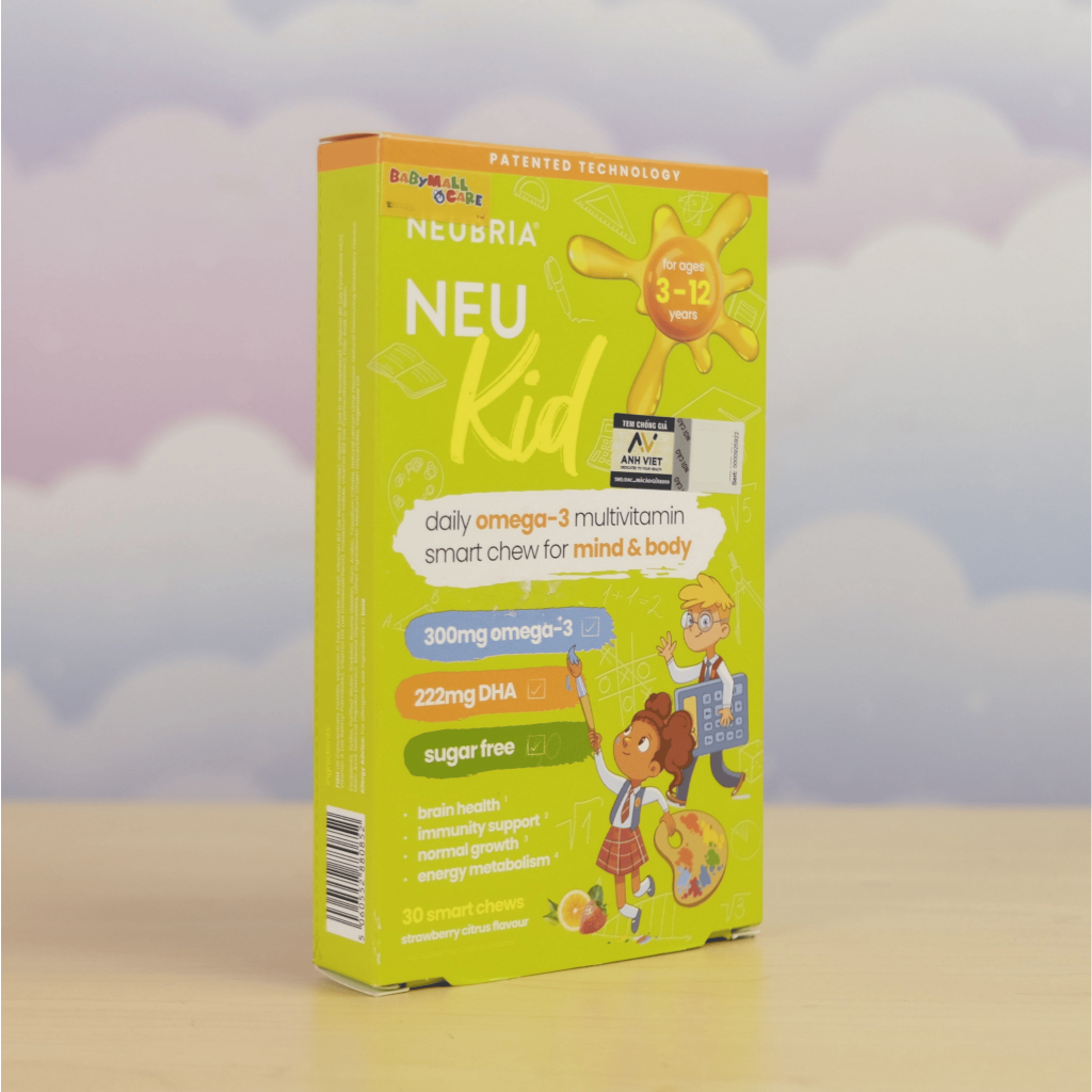 Kẹo Dẻo Neubria Neu Kid Omega 3 Multivitamin 30 Viên Hỗ Trợ Bổ Sung DHA Cho Bé 3-12T Babymall & Care