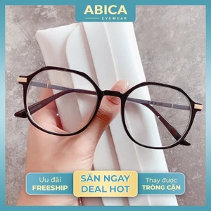 Kính cận thời trang mắt đa giác không độ chống ánh sáng xanh phong cách Hàn Quốc ABICA 052