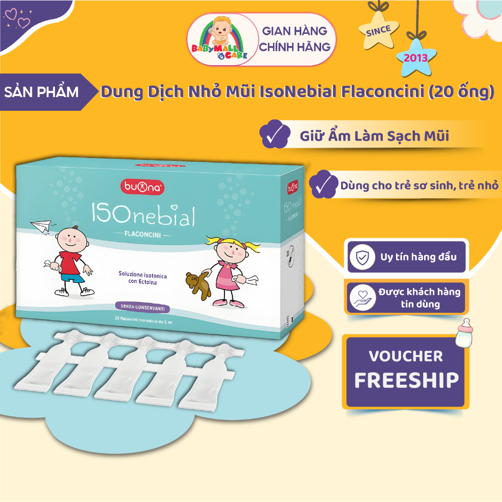 Dung Dịch Nhỏ Mũi IsoNebial Flaconcini 5ml Hộp 20 Ống Giữ Ẩm Làm Sạch Mũi | Babymall & Care