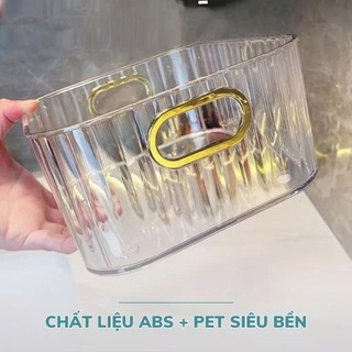 Hộp Nhựa Trong Suốt Có Tay Cầm Kim Cương Đa Năng Đựng Đồ Tủ Lạnh, Nhà Bếp, Mỹ Phẩm