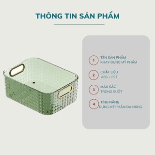 Hộp Nhựa Trong Suốt Có Tay Cầm Kim Cương Đa Năng Đựng Đồ Tủ Lạnh, Nhà Bếp, Mỹ Phẩm