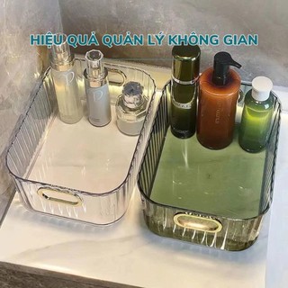Hộp Nhựa Trong Suốt Có Tay Cầm Kim Cương Đa Năng Đựng Đồ Tủ Lạnh, Nhà Bếp, Mỹ Phẩm