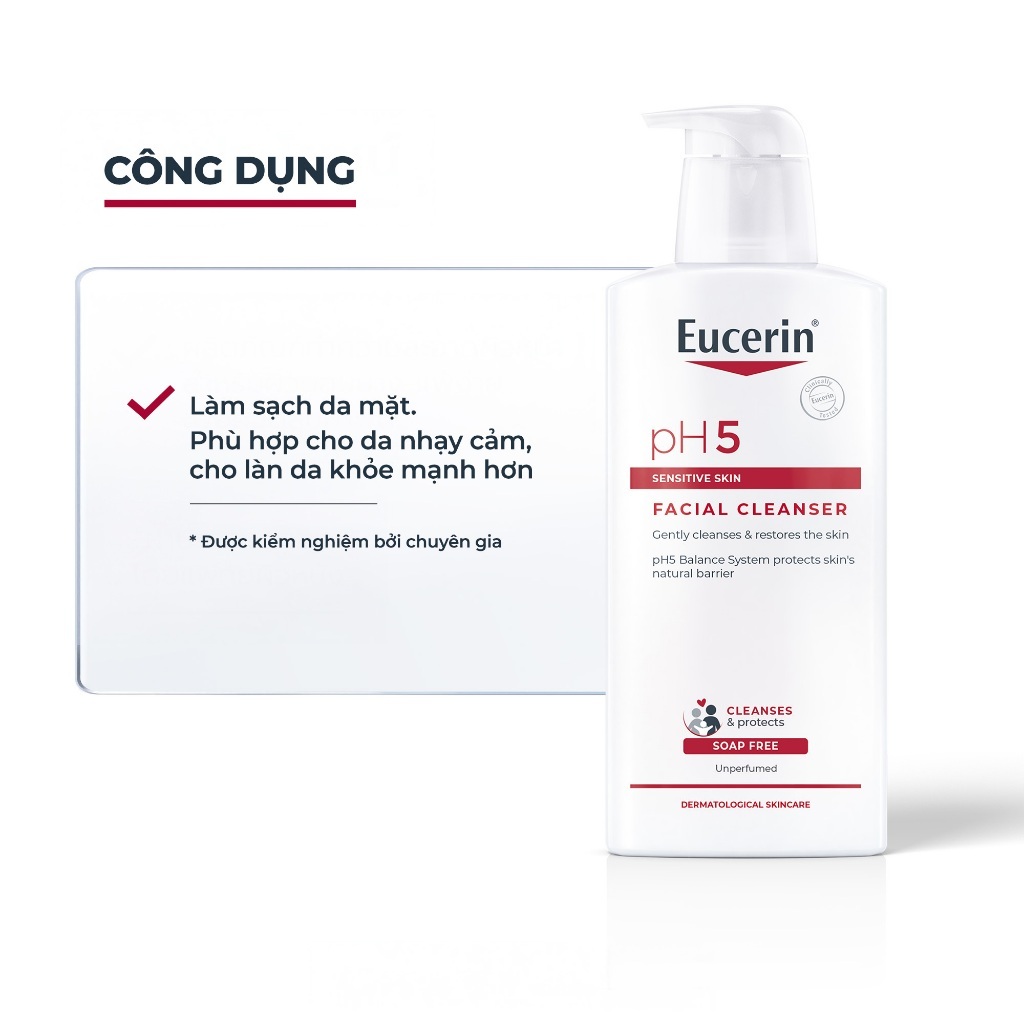 [KOL x Eucerin] Sữa rửa mặt không gây kích ứng cho da nhạy cảm Eucerin pH5 Facial Cleanser 400ml