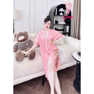 Đầm sơ mi phom dáng dài qua gối,lụa latin mềm nhẹ mát,hoạ tiết xinh