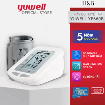 Máy Đo Huyết Áp Yuwell YE660B - Màn Hình LCD Lớn, Đo Nhanh Chính Xác - Theo Dõi Sức Khỏe Gia Đình