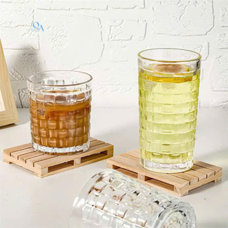 HONGLI - Cốc Ly Thủy Tinh Họa Tiết CARO Dập Nổi Chất dày dặn - Cốc uống cà phê, nước ép, trà sữa - Style Hàn Quốc, DECOR