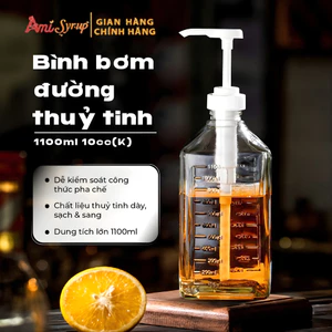 Bình Bơm Đường Thủy Tinh Loại 1100ml – Vòi Bơm 10cc Chuẩn Xác, Tiện Dụng, Sạch Đẹp