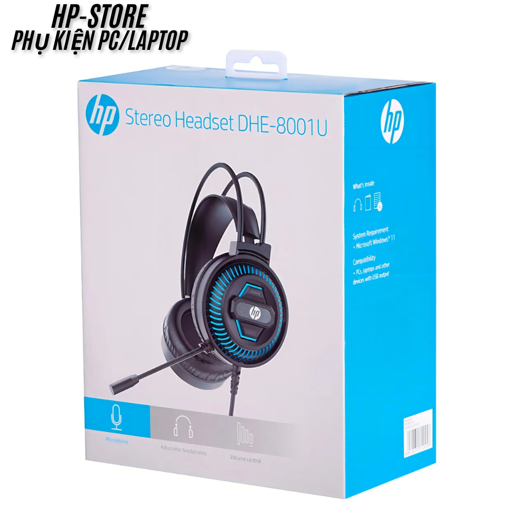 Tai nghe Gaming HP-DHE 8001U Leb RGB kết nối cổng USB 7.1 âm thanh cực hay, có Mic, Chuyên Game cho PC/Laptop, BH 12T