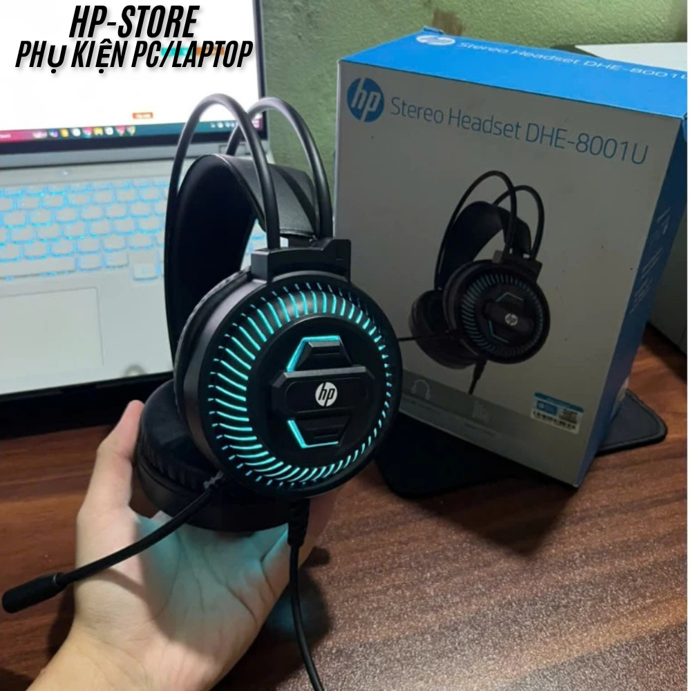 Tai nghe Gaming HP-DHE 8001U Leb RGB kết nối cổng USB 7.1 âm thanh cực hay, có Mic, Chuyên Game cho PC/Laptop, BH 12T