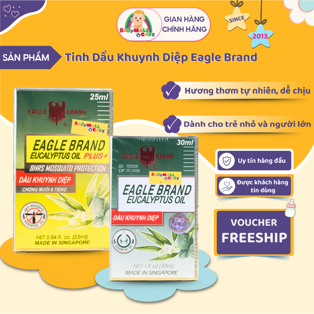 Tinh Dầu Khuynh Diệp Eagle Brand 30ml Giữ Ấm Thư Giãn Chống Muỗi 2 Loại Thường Plus |Babymall & Care