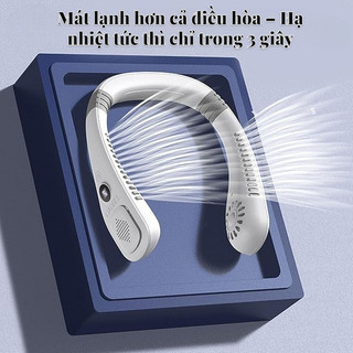 Quạt Đeo Cổ Mini 360 Độ Không Cánh Cao Cấp | Quạt Tích Điện Siêu Êm Pin Lâu Sạc Type C LCD