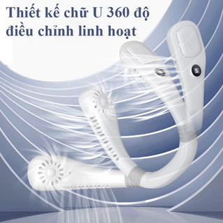 Quạt Đeo Cổ Mini 360 Độ Không Cánh Cao Cấp | Quạt Tích Điện Siêu Êm Pin Lâu Sạc Type C LCD