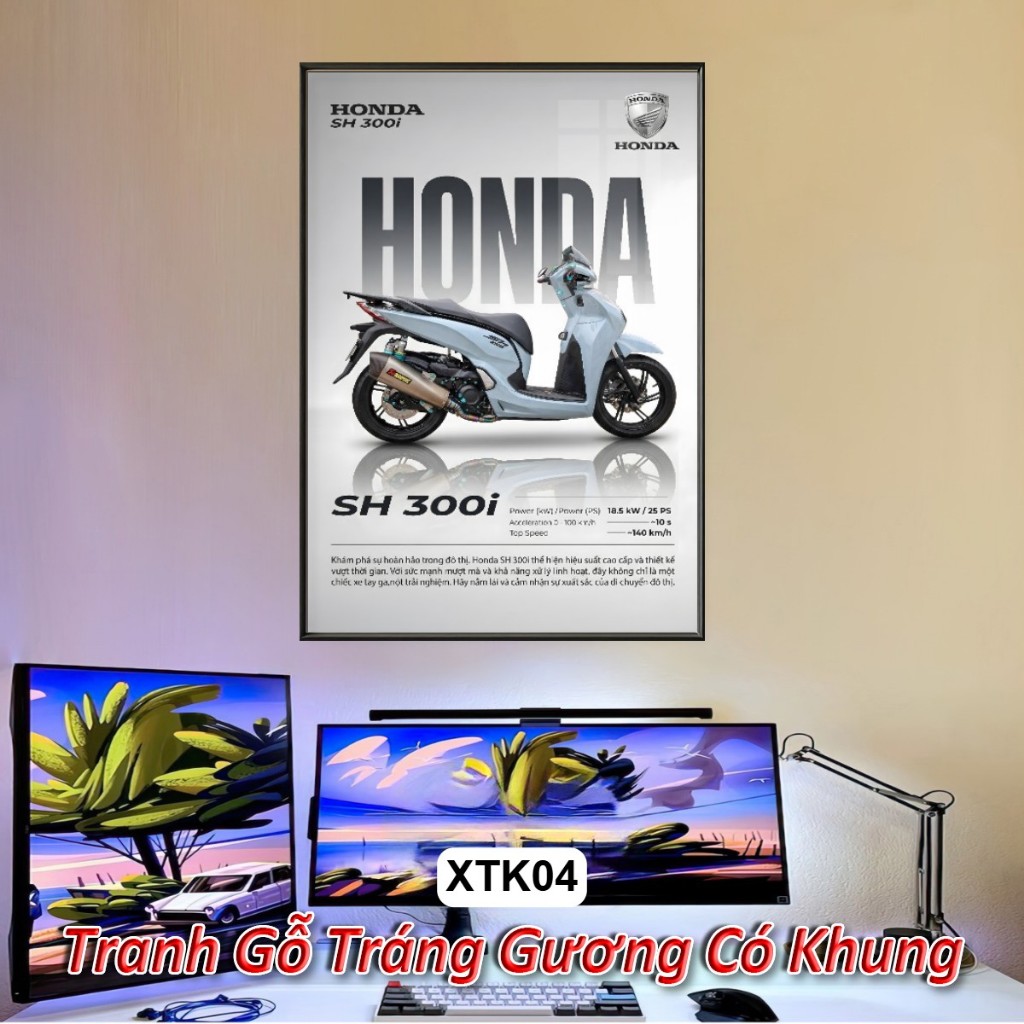Thiết Kế Tranh Poster Xe Theo Yêu Cầu Tráng Gương Khung Composite Decor Treo Tường Cá Tính