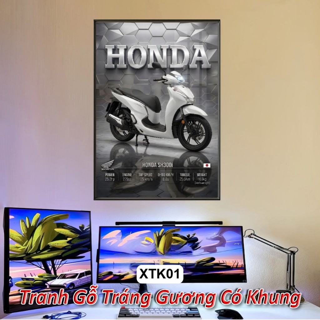 Thiết Kế Tranh Poster Xe Theo Yêu Cầu Tráng Gương Khung Composite Decor Treo Tường Cá Tính