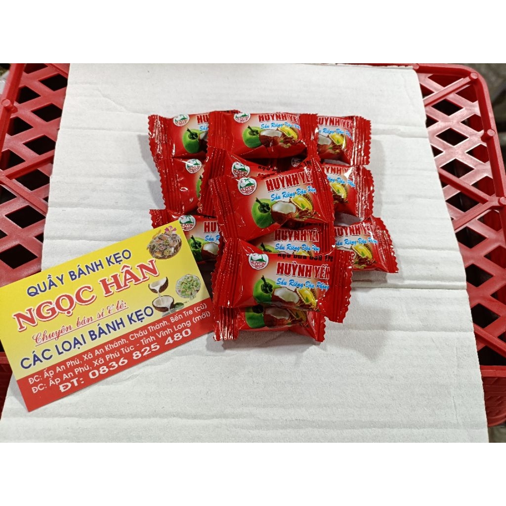 ( Ít ngọt ) Kẹo dừa đậu phộng sầu riêng Huỳnh Yến ( hộp 400g )  __  đặc sản Bến Tre