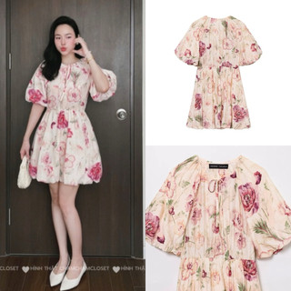 Đầm bí hoa tay phồng