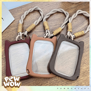 Bao Đựng Thẻ Nhân Viên Mặt Kính Nhựa Mica Viền Nhựa Dẻo PVC Phong Cách Đơn Giản Màu Trơn Kèm Dây Trang Trí Ngắn