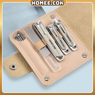 Homee.cok Bộ Bấm Móng Tay Inox Cao Cấp 7 Món Mini Gọn Nhẹ Tiện Lợi Du Lịch Có Hộp Da Sang Trọng