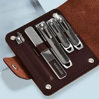 Homee.cok Bộ Bấm Móng Tay Inox Cao Cấp 7 Món Mini Gọn Nhẹ Tiện Lợi Du Lịch Có Hộp Da Sang Trọng