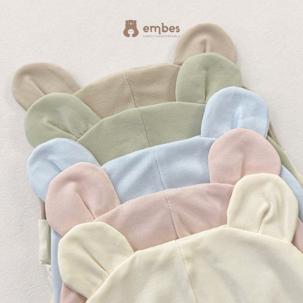 Phụ Kiện Sơ Sinh Embes, Set Bao Tay Bao Chân Embes Teddy Chất Cotton Mềm Mại Cho Bé Sơ Sinh 0-3Tháng