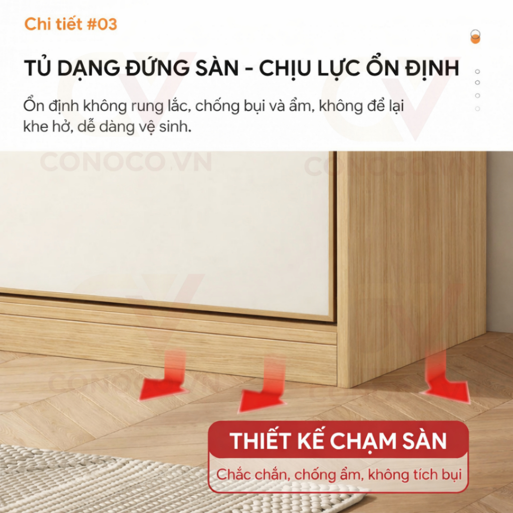 CONOCO Tủ Quần Áo Gỗ Cửa Lùa Hiện Đại Thiết Kế Nhiều Ngăn Thanh Treo Chịu Lực Tiết Kiệm Không Gian Phòng Ngủ