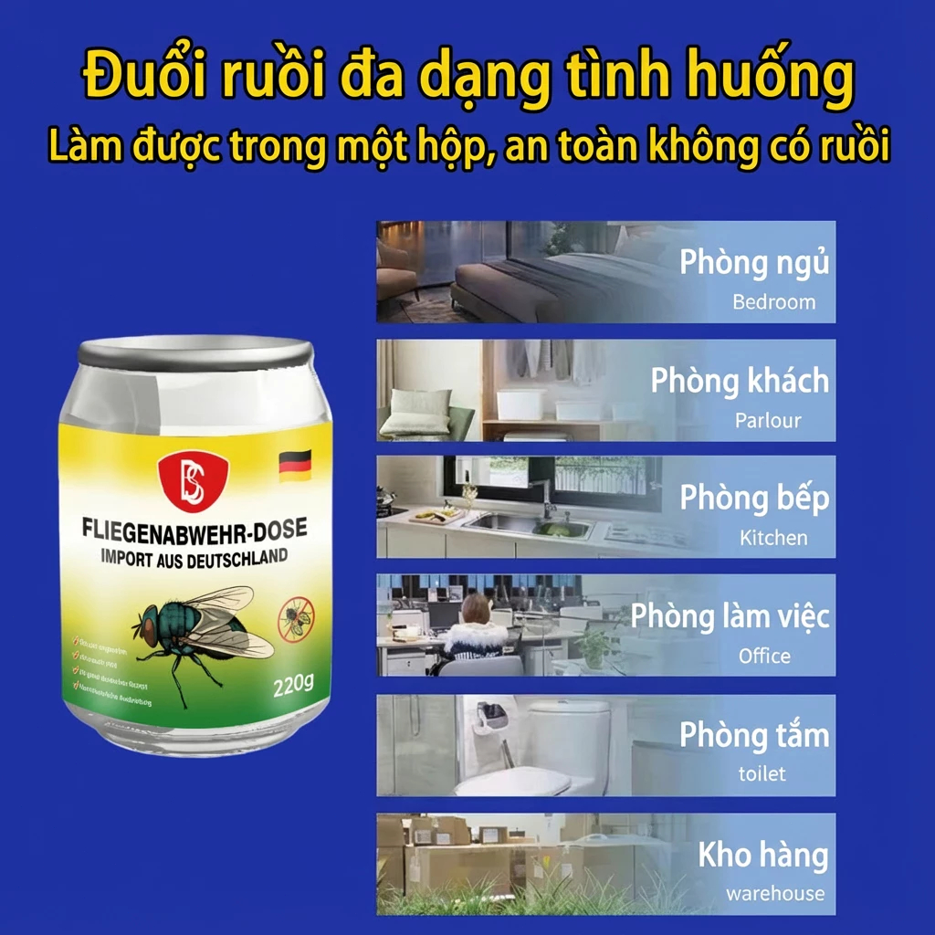 🪰 Gel đuổi ruồi 24h – 220g, công thức mới từ Đức, nhỏ gọn, dễ mang theo, đuổi ruồi & ruồi nhỏ hiệu quả ✅