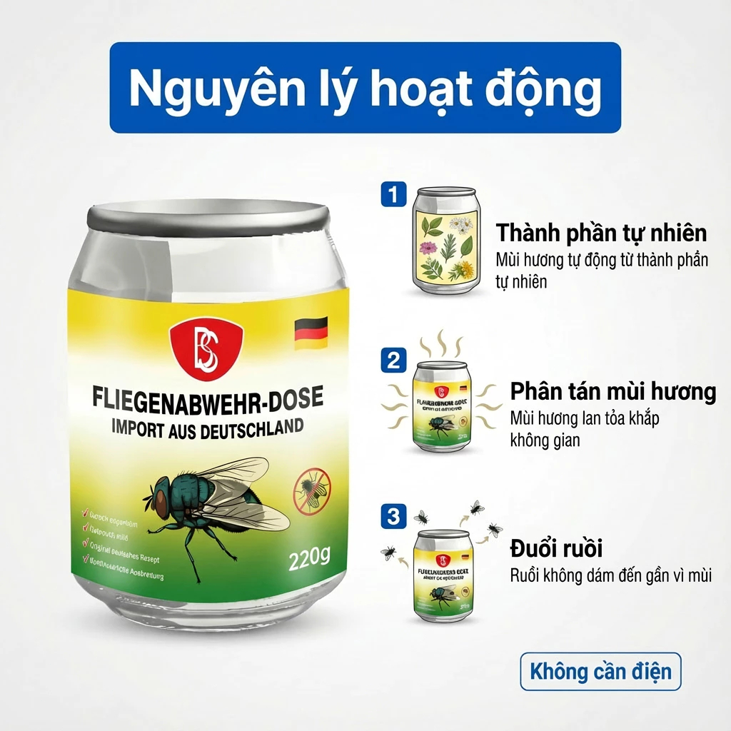 🪰 Gel đuổi ruồi 24h – 220g, công thức mới từ Đức, nhỏ gọn, dễ mang theo, đuổi ruồi & ruồi nhỏ hiệu quả ✅