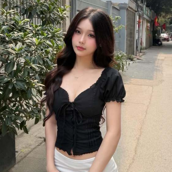 Áo Babydoll Linen Kiểu Nữ Dáng Ngắn Tay Bồng Viền Ren Dây Nơ Chiết Eo Mùa Hè Kimee - KA807