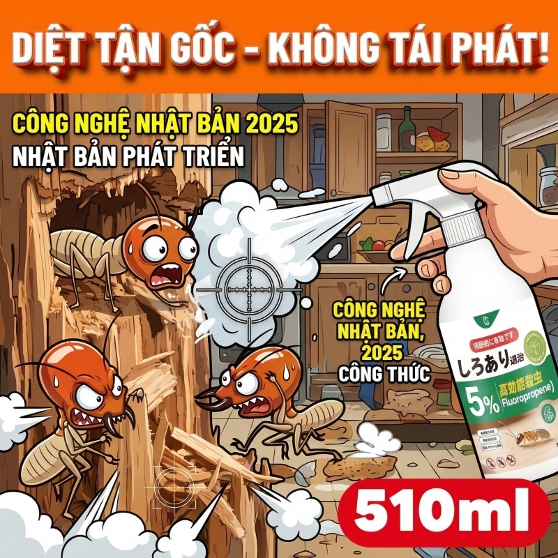 🐜 Nấm mối biến mất trong nháy mắt! 🐜 Xịt & gel diệt mối 500ml – Hiệu quả 99%, an toàn cho người và thú cưng