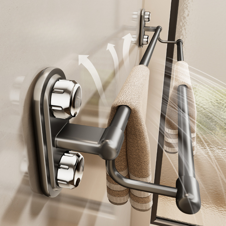 Giá Treo Khăn Gắn Tường Hút Chân Không Cao Cấp, Thanh Treo Không Khoan Tường 70cm 1 Tầng 2 Tầng
