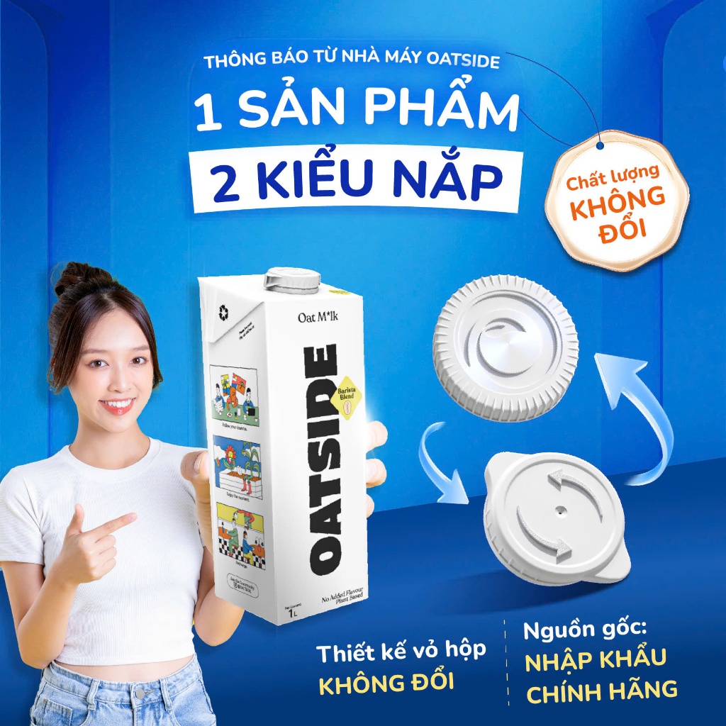 [Thùng 6 Hộp] Sữa Yến Mạch Nguyên Chất OATSIDE Barista Blend (6 x 1L) Thơm Ngon Dễ Uống Pha Latte