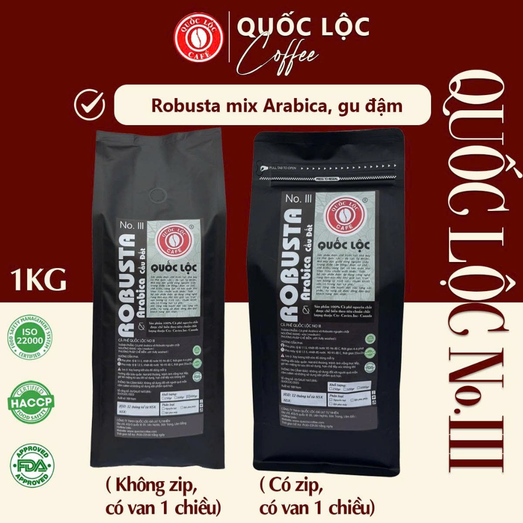 Cà Phê Rang Mộc NO3 Arabica Mix Robusta 1kg - Pha Phin & Pha Máy